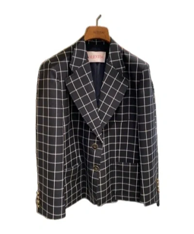 Valentino Checked Casual Jacket In Black