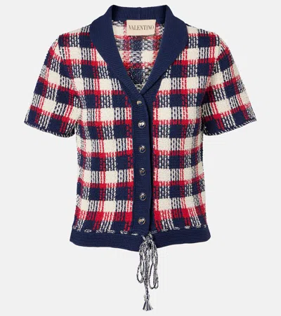 Valentino Checked Cotton Cardigan In Multi