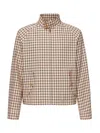 Valentino Checked Zip-up Single-breasted Coat In Neutral
