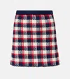 Valentino Checked Cotton Miniskirt In Blue