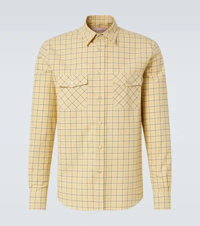 Valentino Checked Cotton Shirt In White