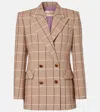 Valentino Checked Double-breasted Virgin Wool Blazer In Animal Print