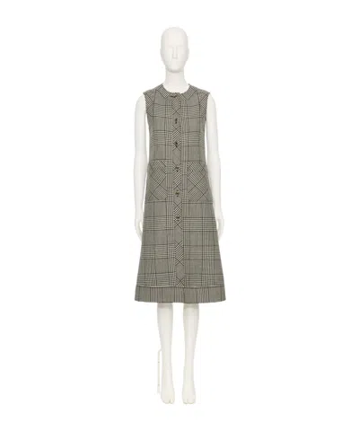 Valentino Mossi Virgin Wool Midi Dress In Avorio/nero