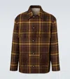 Valentino Checked Fringed Virgin Wool Jacket In Brown
