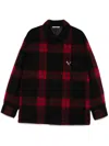 Valentino Logo Plaque Check-patterned Jacket In Schwarz