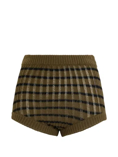 Valentino Checked Knit Mini Shorts In Green