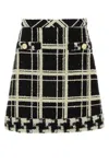 Valentino Macro Check Tweed Mini Skirt In Neroavorio