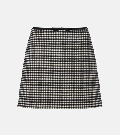 Valentino Checked Wool And Cashmere Miniskirt In Black