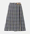 Valentino Checked Wool And Cotton-blend Midi Skrit