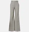 Valentino Checked Wool And Mohair Wide-leg Pants In Gray
