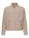 Valentino Checked Zip-up Single-breasted Coat In Brown