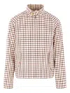 Valentino Checked Zip-up Single-breasted Coat In White