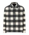 Valentino Checkered Collared Button-up Coat In Black
