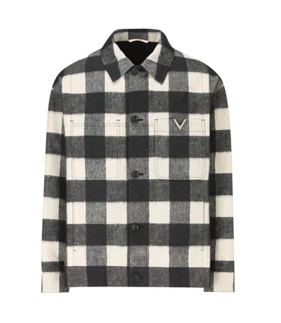 VALENTINO CHECKERED COLLARED BUTTON-UP COAT