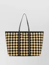 Valentino Women's Embroidered Raffia Rockstud Shopping Bag In Black