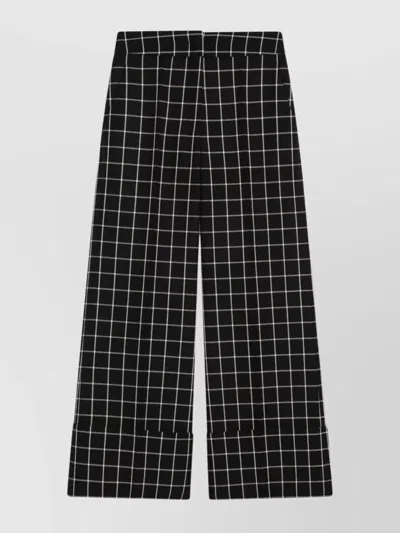 Valentino Checkered Trousers With Belt Loops And Pleats In Black