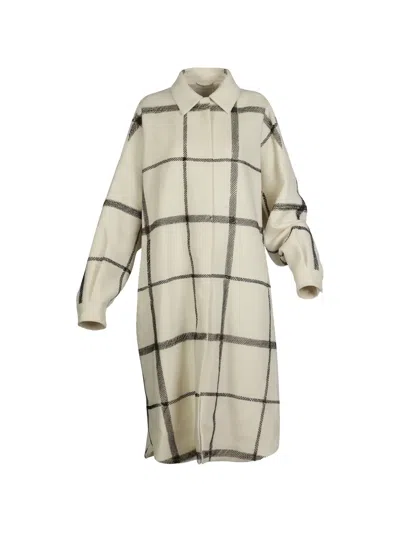 Valentino Check-pattern Oversized Coat In Neutral