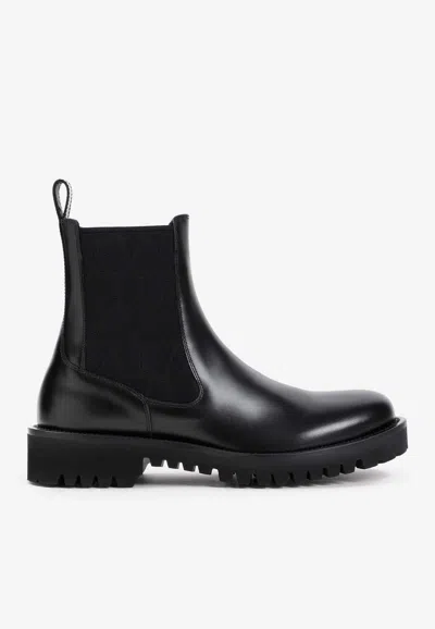 Valentino Garavani Chelsea Ankle Leather Boots In Black