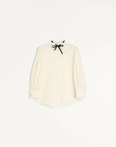 Valentino Sangallo Embroidered Shirt With Bow Detail In Neutral