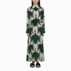 Valentino Metamorphos Siren Silk Printed Maxi Shirt Dress In Green