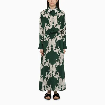 VALENTINO CHEMISIER DRESS WITH IVY GREEN SILK PRINT