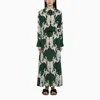 Valentino Metamorphos Siren Silk Printed Maxi Shirt Dress In Verde