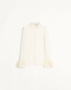 Valentino Chemisier En Georgette Femme Ivoire 36 In Yellow Cream