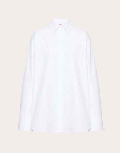 Valentino Chemisier En Popeline Compacte Femme Blanc 46 In Blue