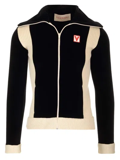 Valentino Chenille Sweatshirt With Patch Jackets Black