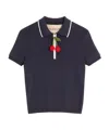 Valentino Polo Shirt Cotton Embroidered Detail In Navy Blue/ivory