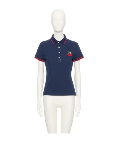 VALENTINO CHERRY-EMBELLISHED POLO TOP