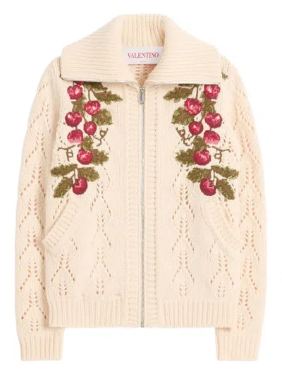 VALENTINO CHERRY-EMBROIDERED CARDIGAN