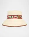 Valentino Garavani Cherryfic Straw Bucket Hat With Leather Trim And Cherryfic Ribbon Woman Natural/s In Neutral