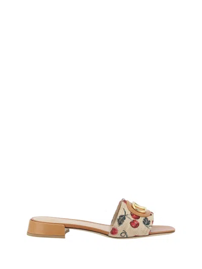 VALENTINO GARAVANI CHERRY JACQUARD FABRIC SANDALS