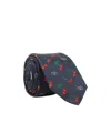 Valentino Adjustable Cherry Pattern Silk Tie In Blue