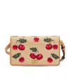 Valentino Embroidered Raffia Mini Vlogo Signature Shoulder Bag In Natural/multicolor/natural Camel