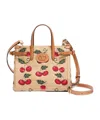 Valentino Antibes Small Leather-trimmed Embroidered Raffia Tote In Nude