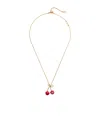 Valentino Garavani Red Necklace With Cherry-shaped Pendant And Vlogo Detail In Brass Woman In Yellow