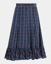 Valentino Crepe De Chine Midi Skirt With Cherryfic Print In Black