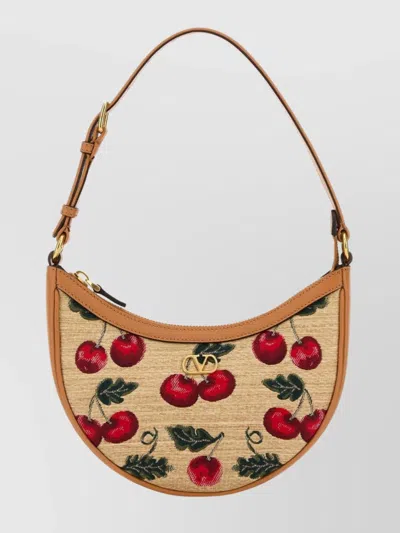 Valentino Garavani Cherry Print Embroidered Clutch Bag With Adjustable Strap In Multi
