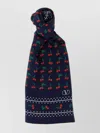 Valentino Cherry Print Polka Dot Border Scarf