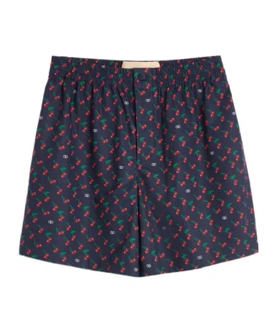 Valentino Cherry Print Shorts In Black