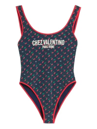 VALENTINO CHERRY-PRINT SWIMSUIT
