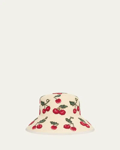 Valentino Garavani Cherry-print V-logo Bucket Hat