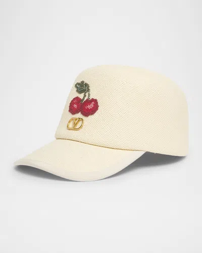Valentino Garavani Cherry V-logo Baseball Cap In Neutral