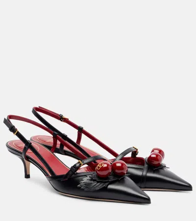 Valentino Garavani Cherryfic 45 Embellished Leather Slingback Pumps In Animal Print