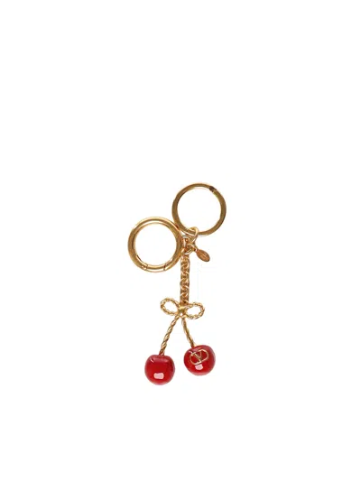 Valentino Garavani Cherryfic Bag Charm With Keychain In Gold