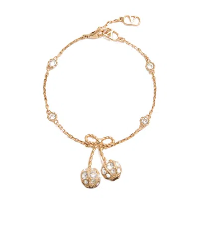 Valentino Garavani Cherryfic Bracelet In Metal And Swarovski Crystals In Yellow