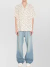 Valentino Cherryfic Camp Collar Cotton Shirt In White