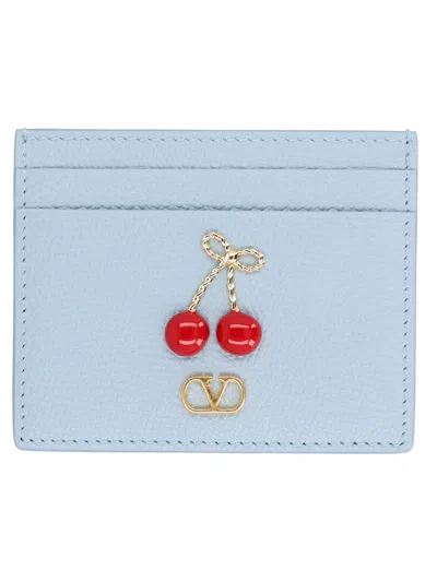 Valentino Garavani Cherryfic Card Holder In Blue